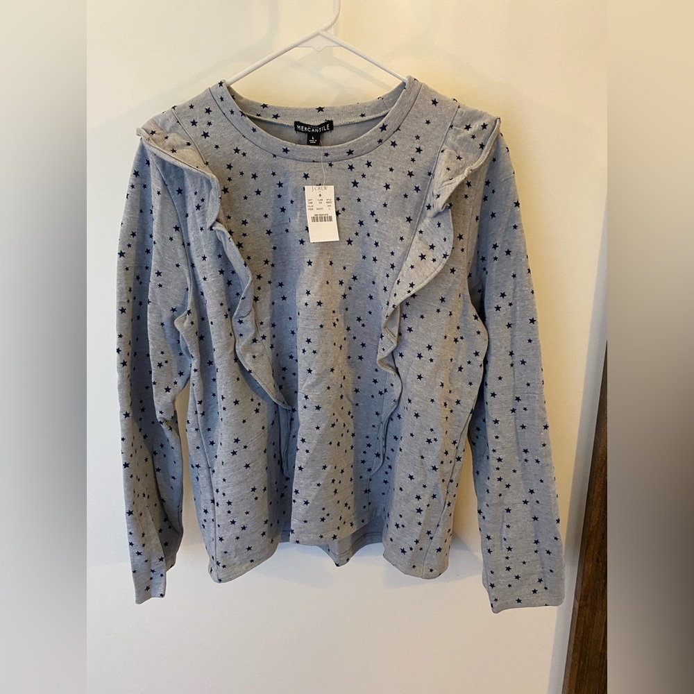 J. Crew Star Print Ruffled Sweatshirt